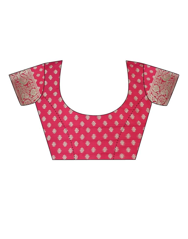 Bright Pink Silk Plain Saree