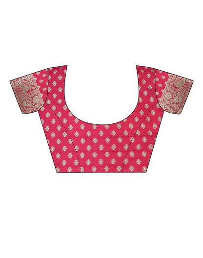 Bright Pink Silk Plain Saree
