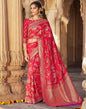 Bright Pink Silk Plain Saree