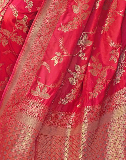 Bright Pink Silk Plain Saree