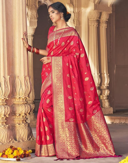 Bright Pink Silk Plain Saree