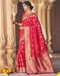 Bright Pink Silk Plain Saree