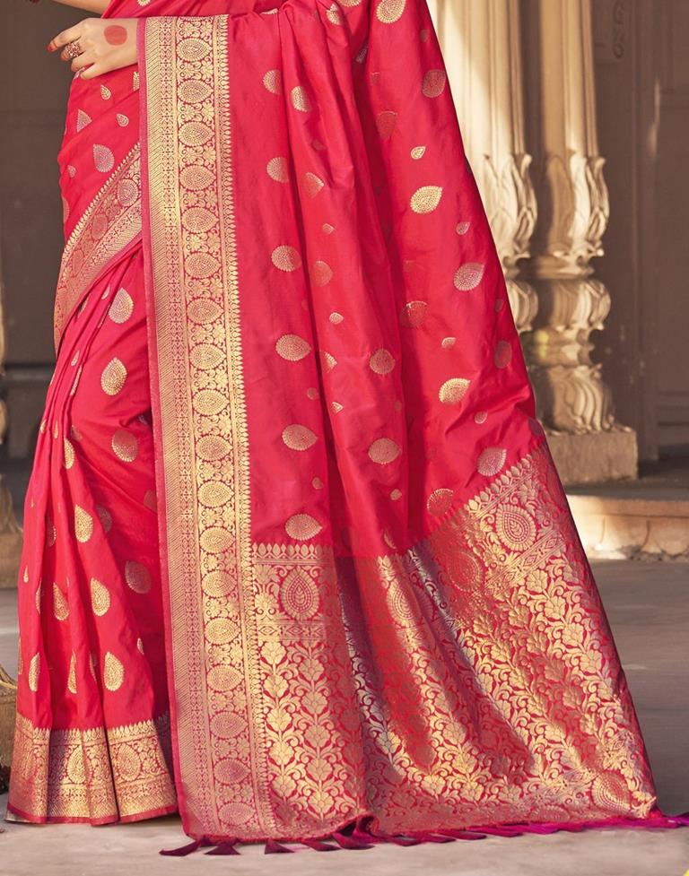 Bright Pink Silk Plain Saree