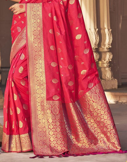 Bright Pink Silk Plain Saree