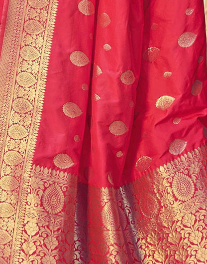 Bright Pink Silk Plain Saree