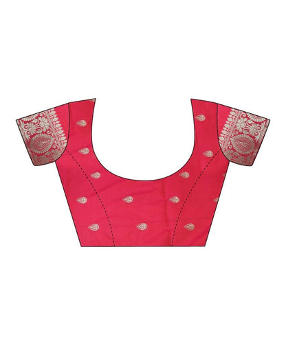 Bright Pink Silk Plain Saree