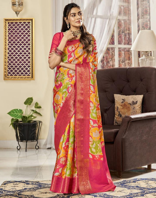 Multi Silk Printed Saree