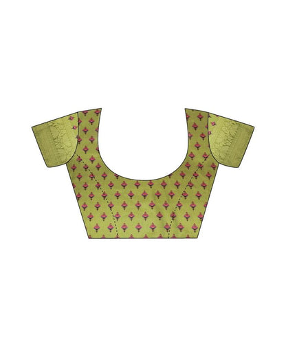 Olive Green Silk Printed Saree