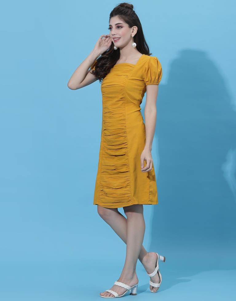 Mustard Ruched Bodycon | Leemboodi