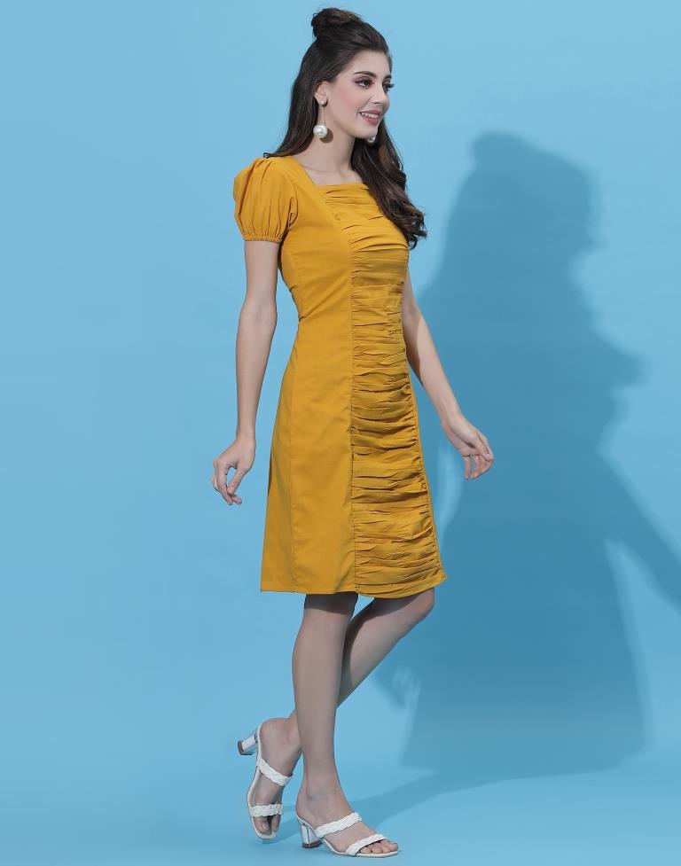 Mustard Ruched Bodycon | Leemboodi