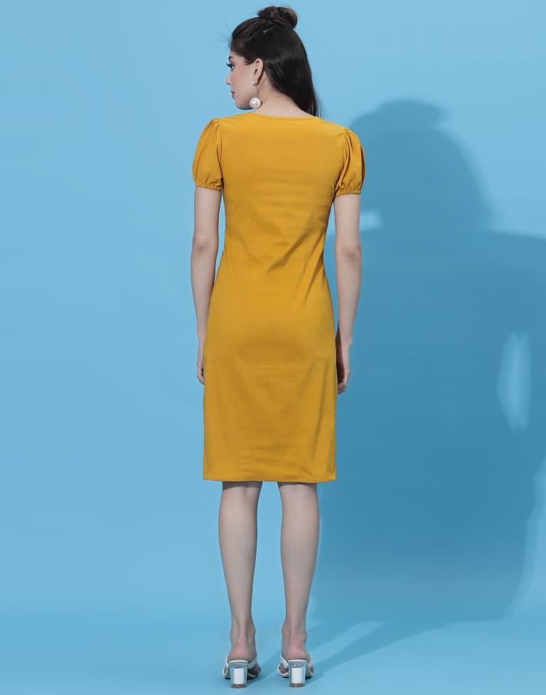 Mustard Ruched Bodycon | Leemboodi