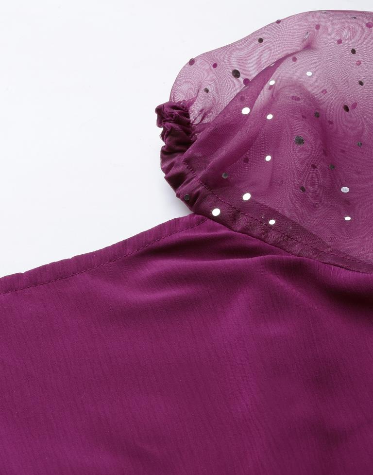 Wine puff sleeve dress | Leemboodi