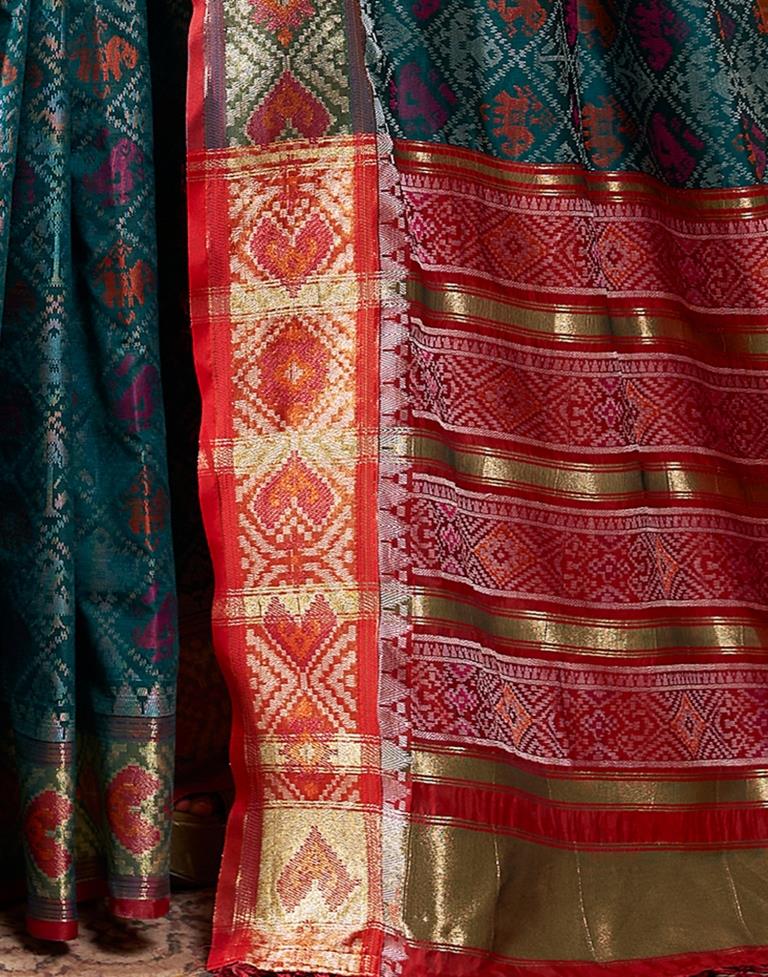 Dark Rama Blue Silk Woven Saree