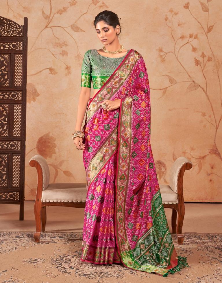 Rani Pink Silk Woven Saree