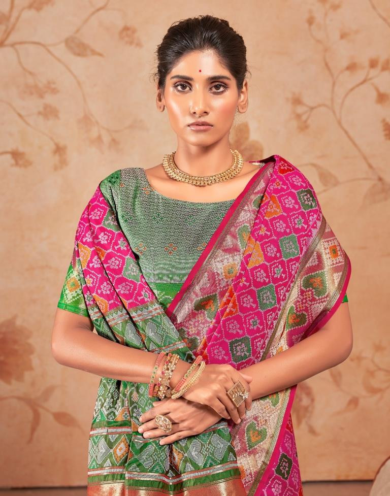 Rani Pink Silk Woven Saree