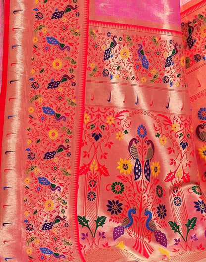 Pink Silk Woven Saree