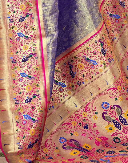 Voilet Silk Woven Saree