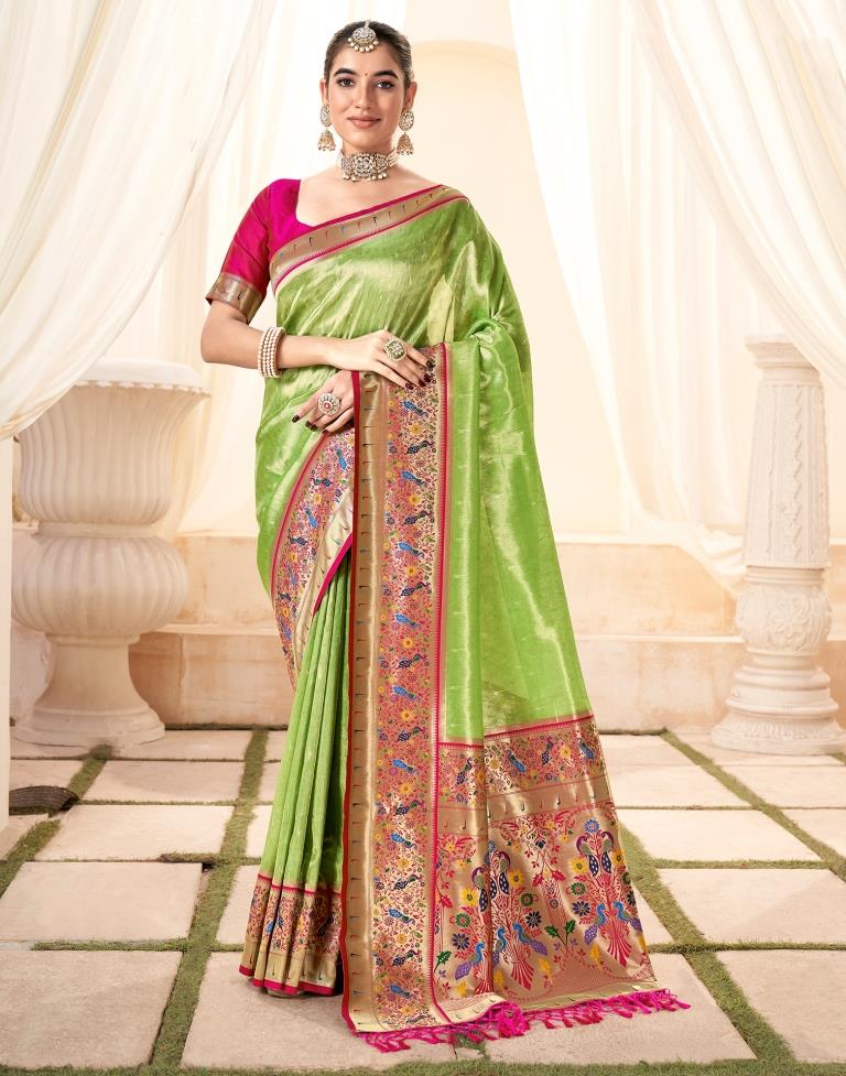 Green Silk Woven Saree