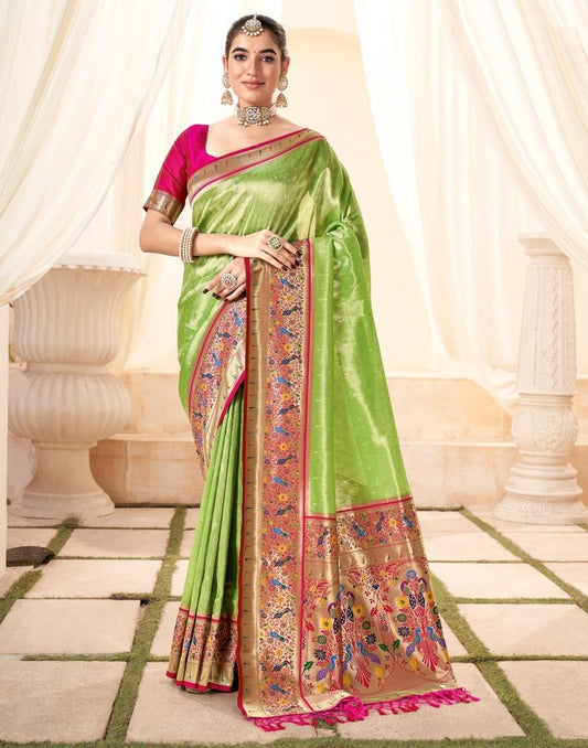 Green Silk Woven Saree