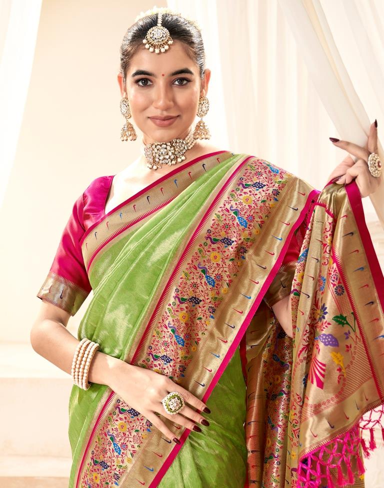 Green Silk Woven Saree