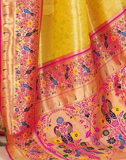 Yellow Silk Woven Saree