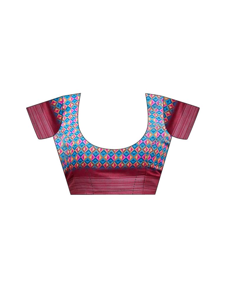 Sky Blue Linen Printed Saree