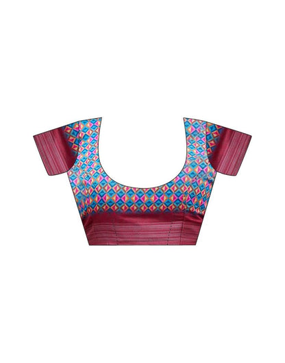 Sky Blue Linen Printed Saree