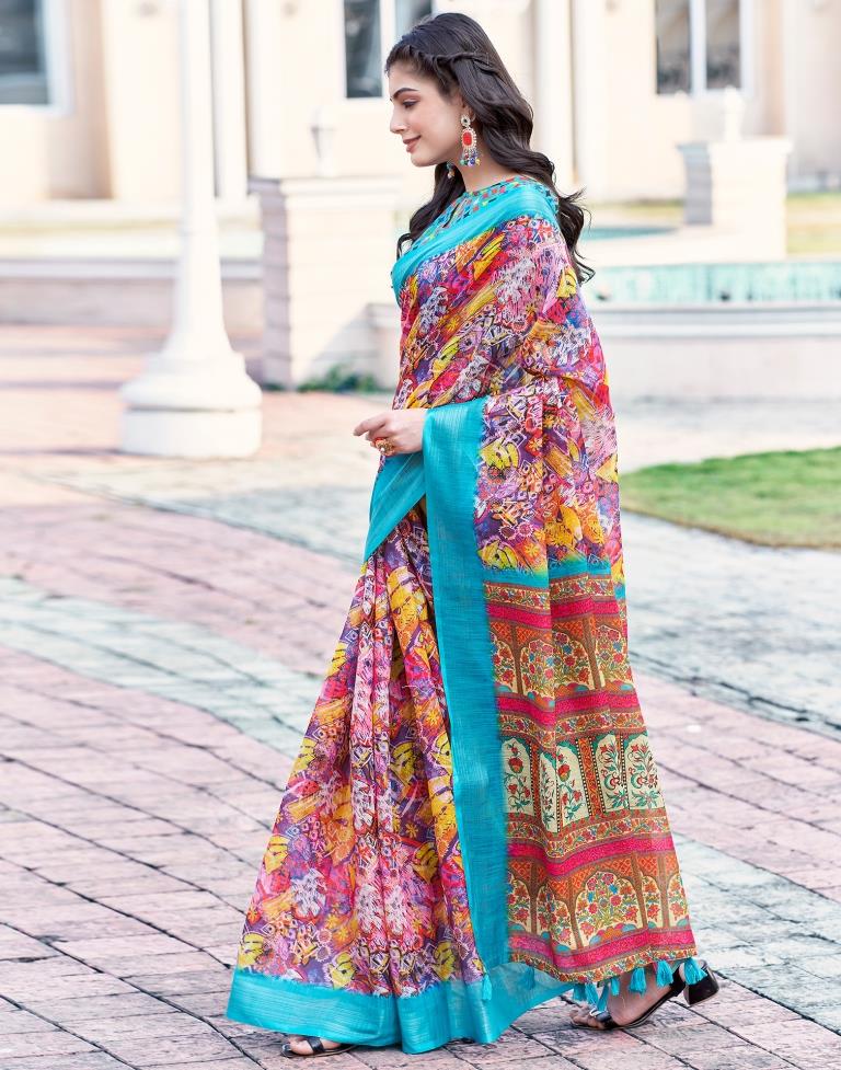 Multi Linen Printed Saree