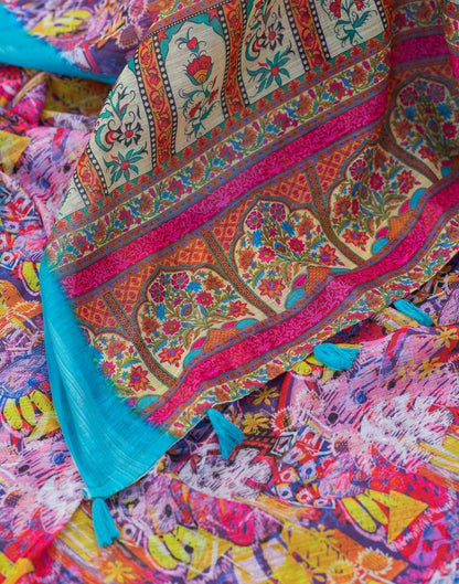 Multi Linen Printed Saree