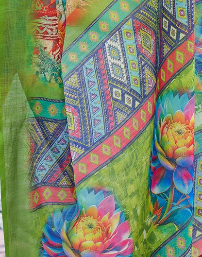 Multi Linen Printed Saree
