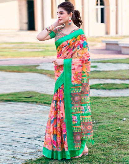Multi Linen Printed Saree