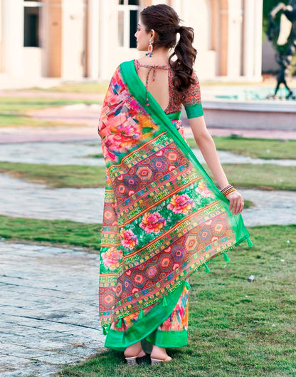 Multi Linen Printed Saree