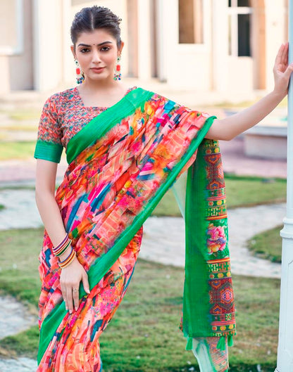 Multi Linen Printed Saree
