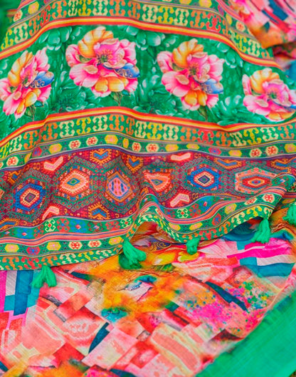 Multi Linen Printed Saree