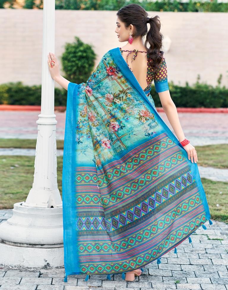 Multi Linen Printed Saree