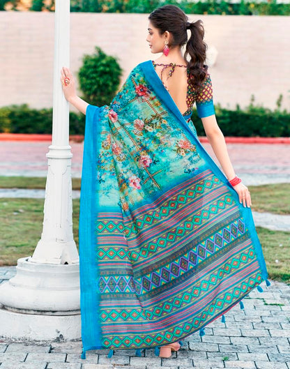 Multi Linen Printed Saree