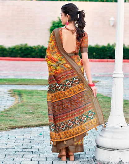 Multi Linen Printed Saree