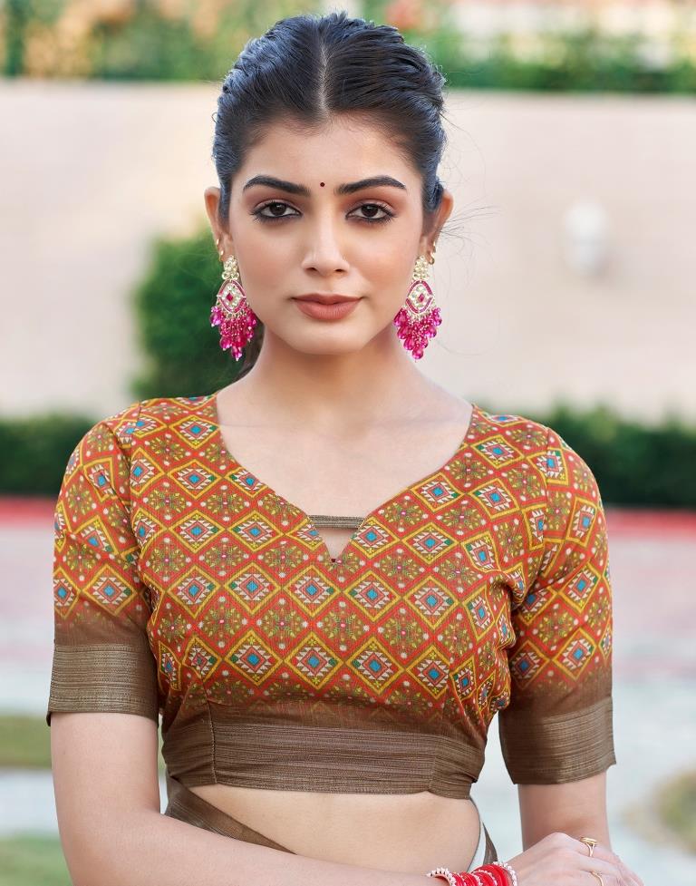 Multi Linen Printed Saree