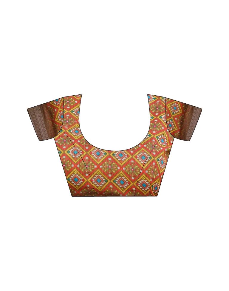 Multi Linen Printed Saree