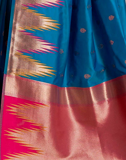 Sea Blue Silk Woven Saree