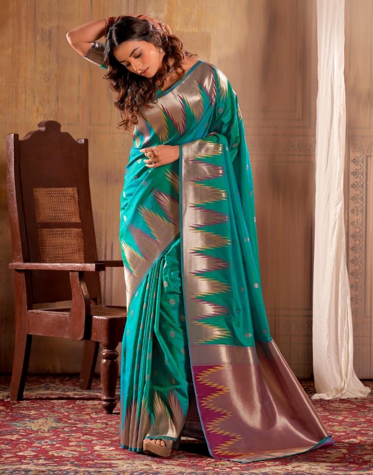 Rama Green Silk Woven Saree