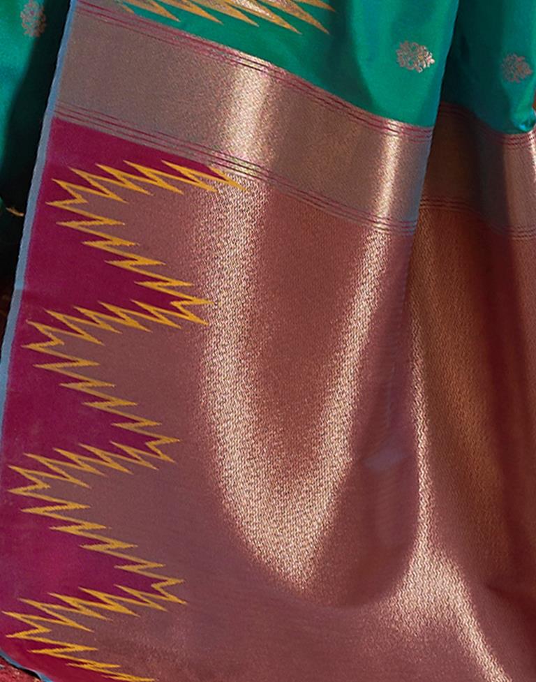 Rama Green Silk Woven Saree