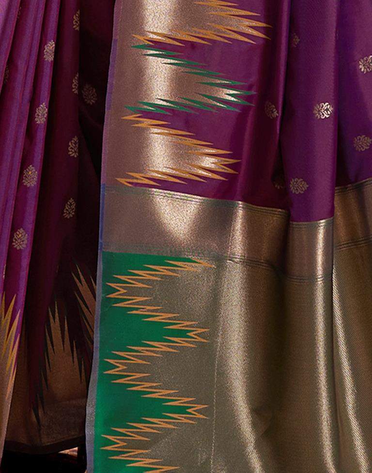 Dark Magenta Silk Woven Saree