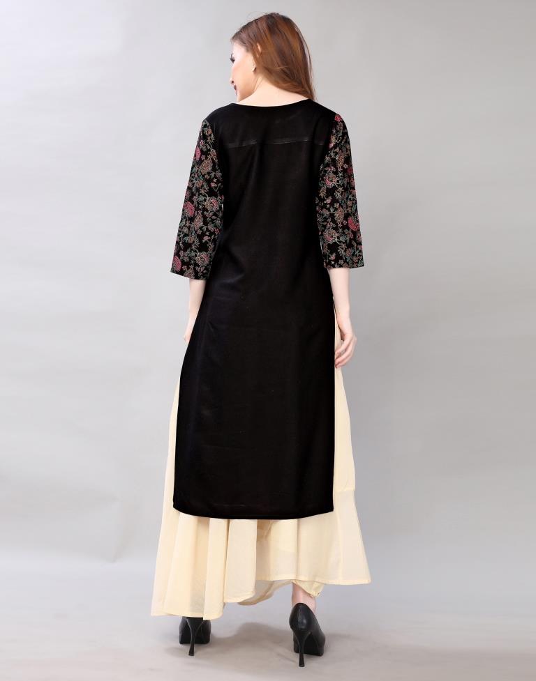 Beautiful Black Coloured Pigment Foil Printed Rayon Kurti | Sudathi