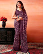 Dark Purple Silk Printed Saree