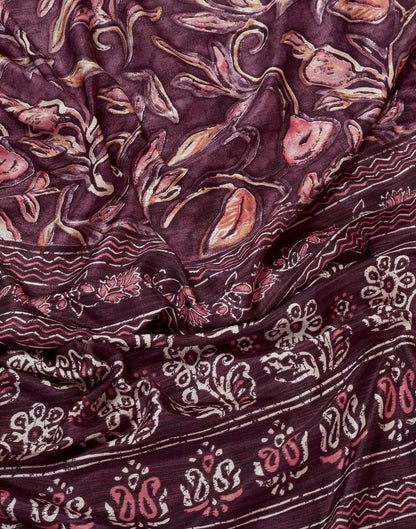 Dark Purple Silk Printed Saree