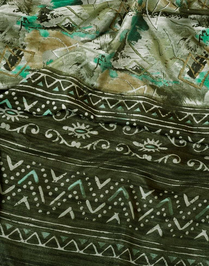 Mehandi Green Silk Printed Saree