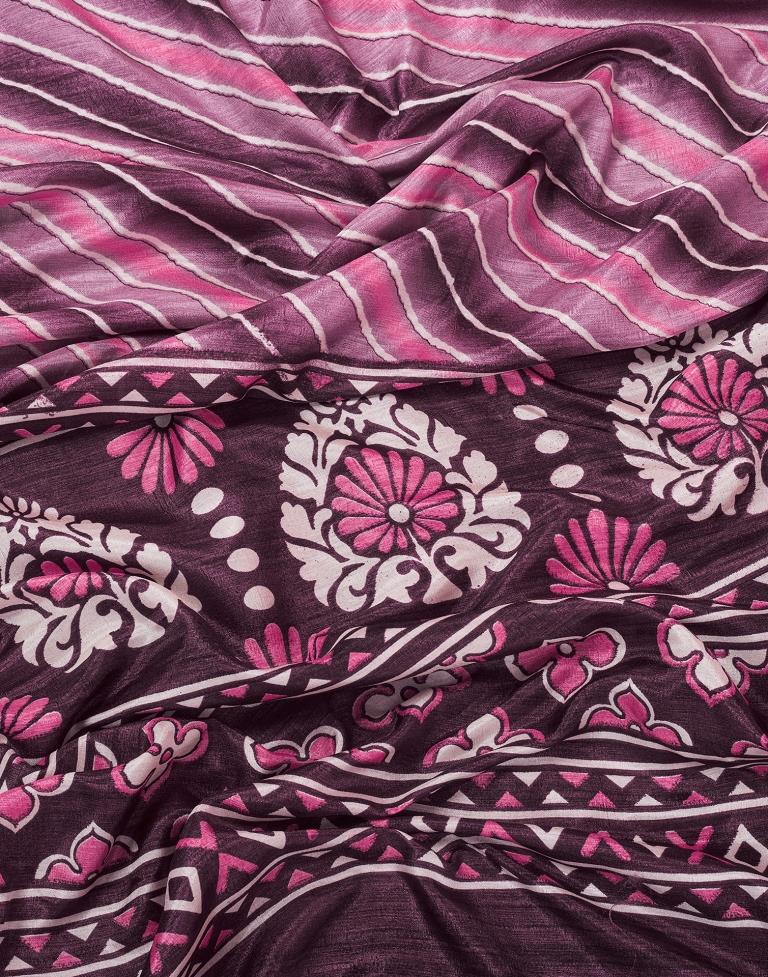 Dark Purple Silk Printed Saree