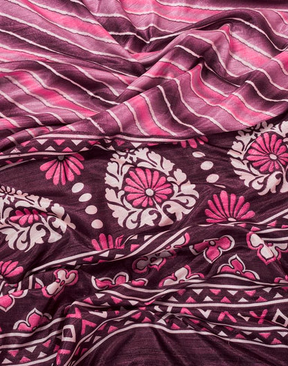 Dark Purple Silk Printed Saree