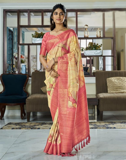 Yellow Silk Woven Saree